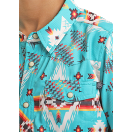 Rock & Roll Kid's Short Sleeve Snap Shirt - Caribbean