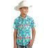 Rock & Roll Kid's Short Sleeve Snap Shirt - Caribbean