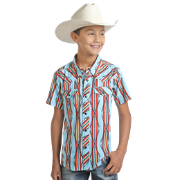 Rock & Roll Kid's Short Sleeve Snap Shirt - Aztec