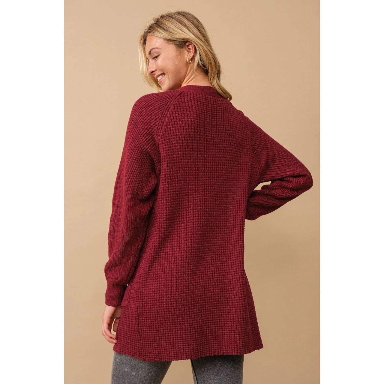 Cozy Co  Rib Knit Open Cardigan with Pockets