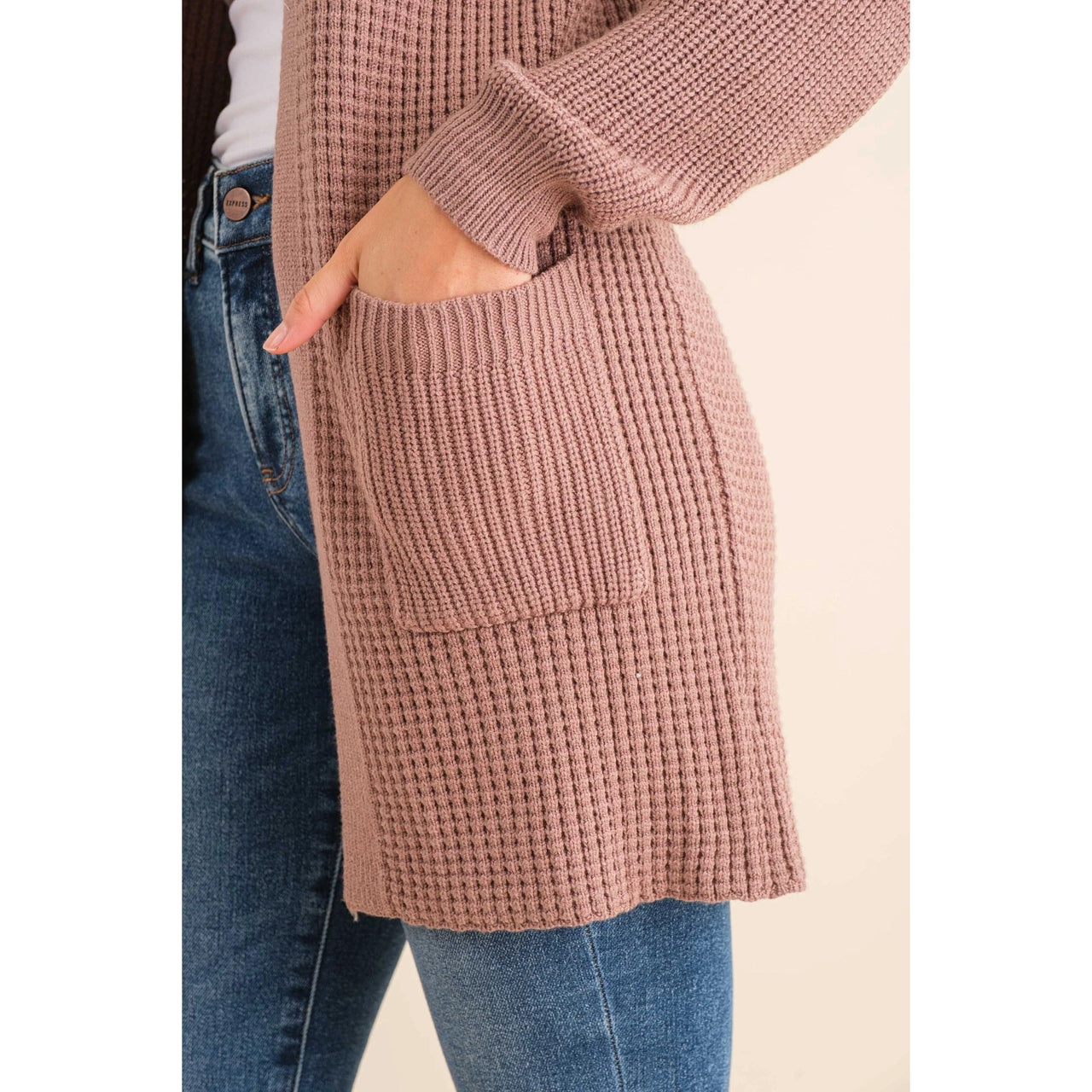 Cozy Co  Rib Knit Open Cardigan with Pockets