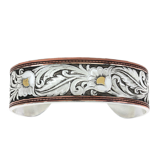 Montana Silversmith Gold Silver Leather Pattern Cuff
