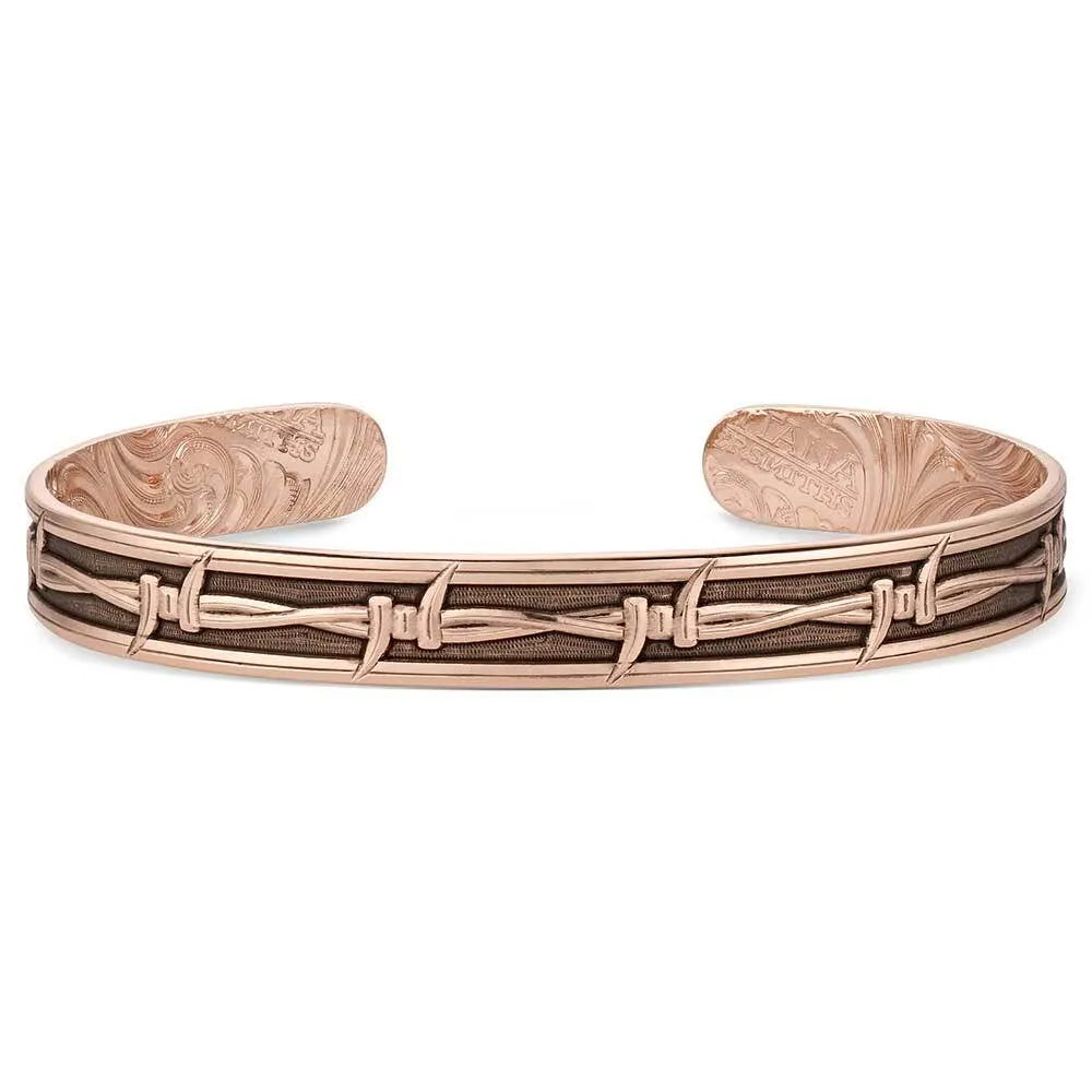 Montana Silversmith Riding Fences/Narrow Barbed Wire Bracelet/Cuff - RoseGold/Brass