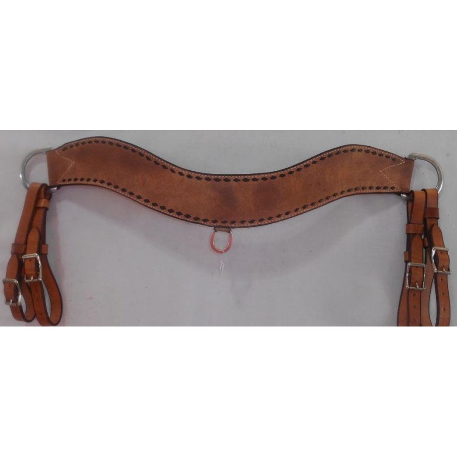 Irvine Rough Out Buckstitch Latigo Tripping Breast Collar - Dark Oil