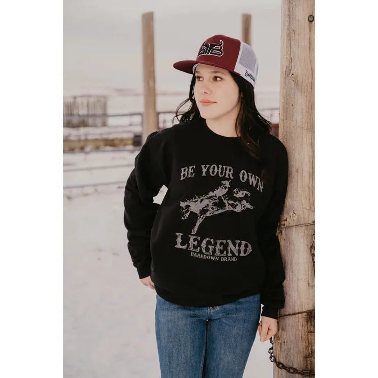 Baredown Brand Unisex Legend LS Crewneck Sweat Shirt - Black