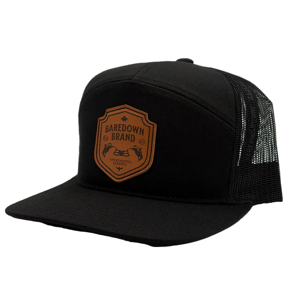 Baredown Brand The Hideout 7 Panel Flat Cap - Black
