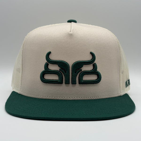 Baredown Brand Pine Ridge Flat Bill Cap - Cream/Green