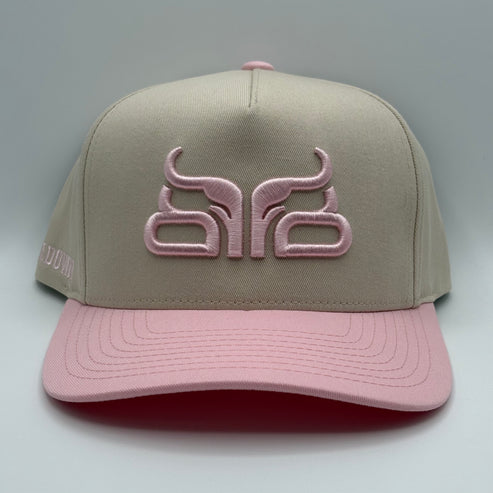 Baredown Brand Radiant A Frame Curved Bill  Ball Cap - Bone/Pink