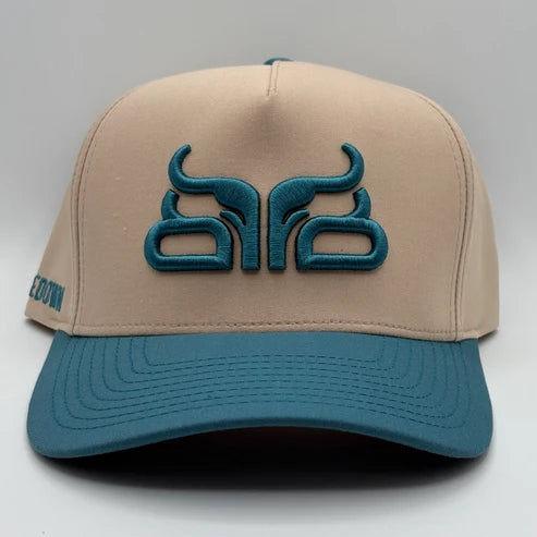 Baredown Brand Ember A Frame Curved Bill Cap - Beige/Turquoise