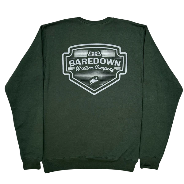 Baredown Brand Unisex Frontier LS Crewneck Sweat Shirt - Forest Green