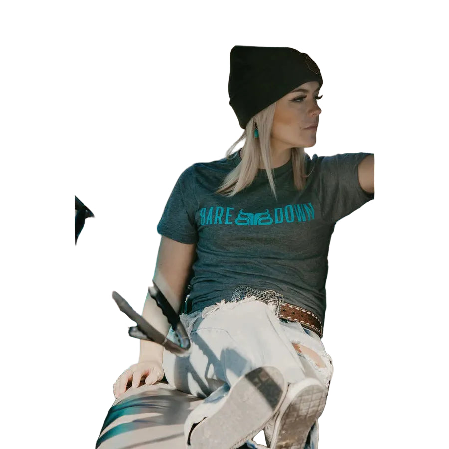 Baredown Unisex Brand Graphic Short  Sleeve Tee Shirt - Charcoal/Teal