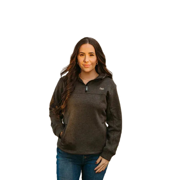 Baredown Brand Women's Peak Long Sleeve 1/4 Zip Pullover - Charcoal