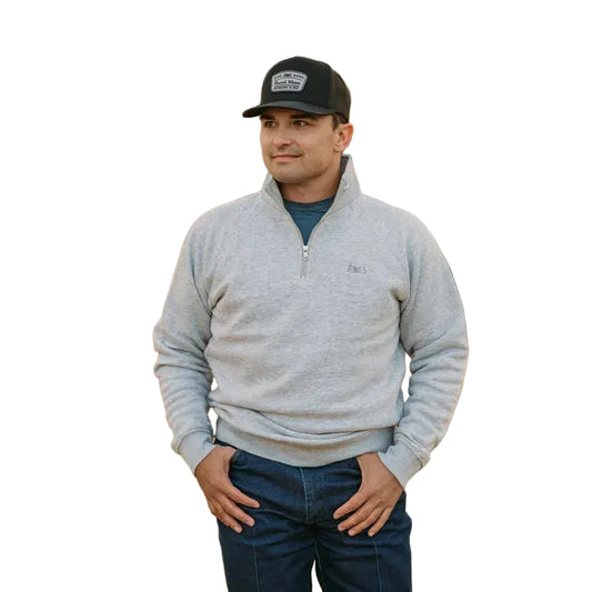 Baredown Brand Men's Small Label Long Sleeve  1/4 Zip Pullover - Grey