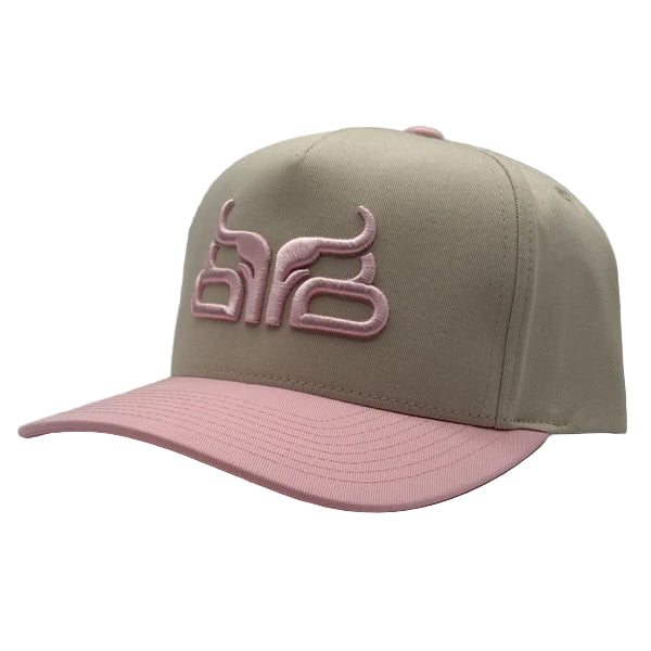Baredown Brand Radiant A Frame Curved Bill  Ball Cap - Bone/Pink
