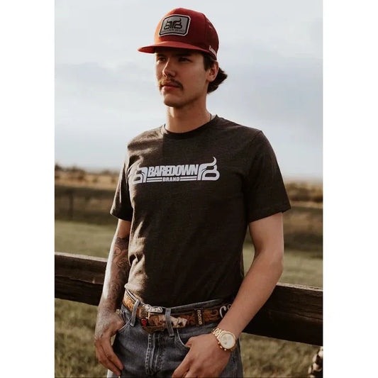 Baredown Brand Unisex The Split Tee Shirt - Dark Heather Grey