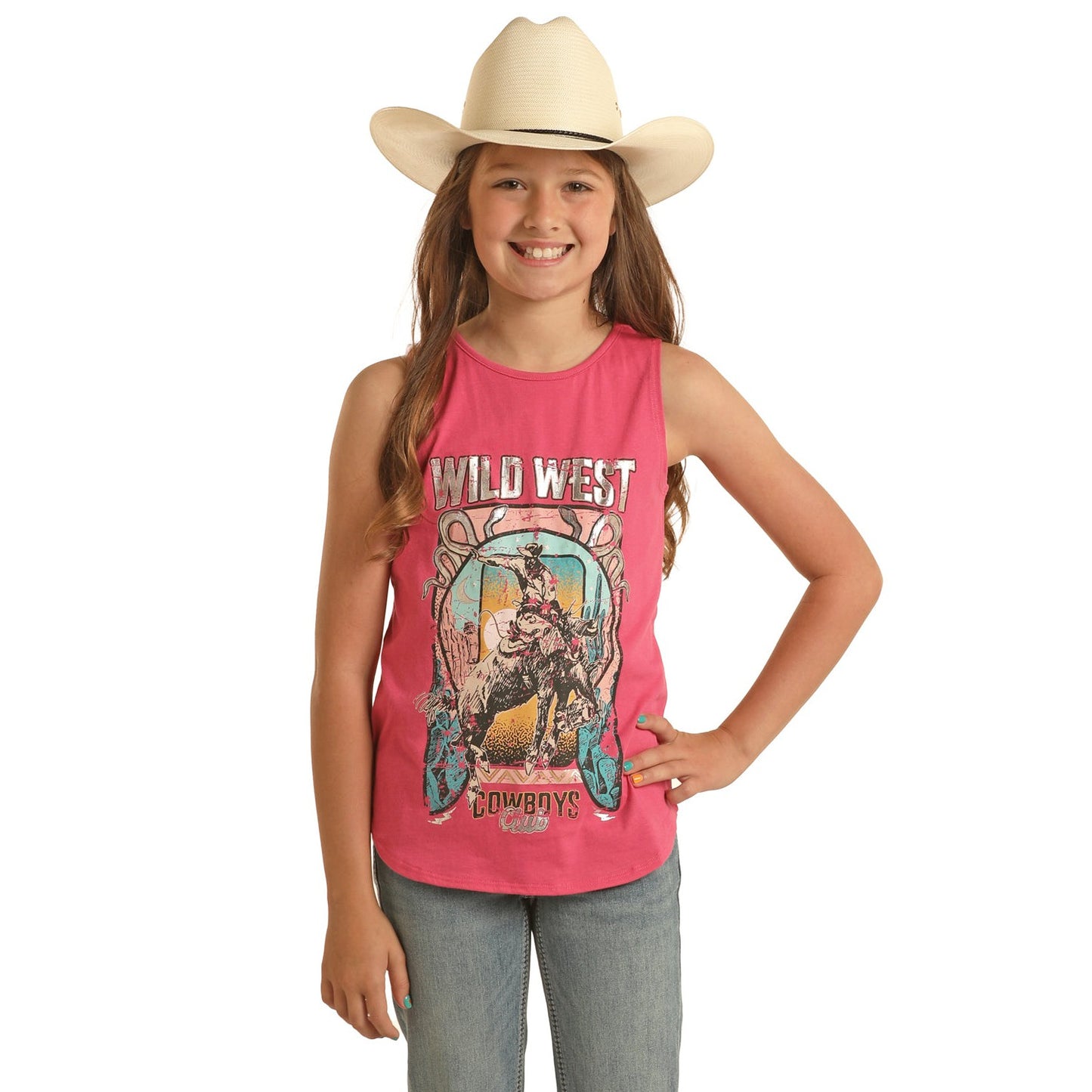 Rock & Roll Girl's Graphic T-Back Tank - Pink