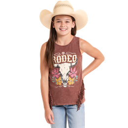 Rock & Roll Girl's Graphic Fringe Tank Top - Mahogany