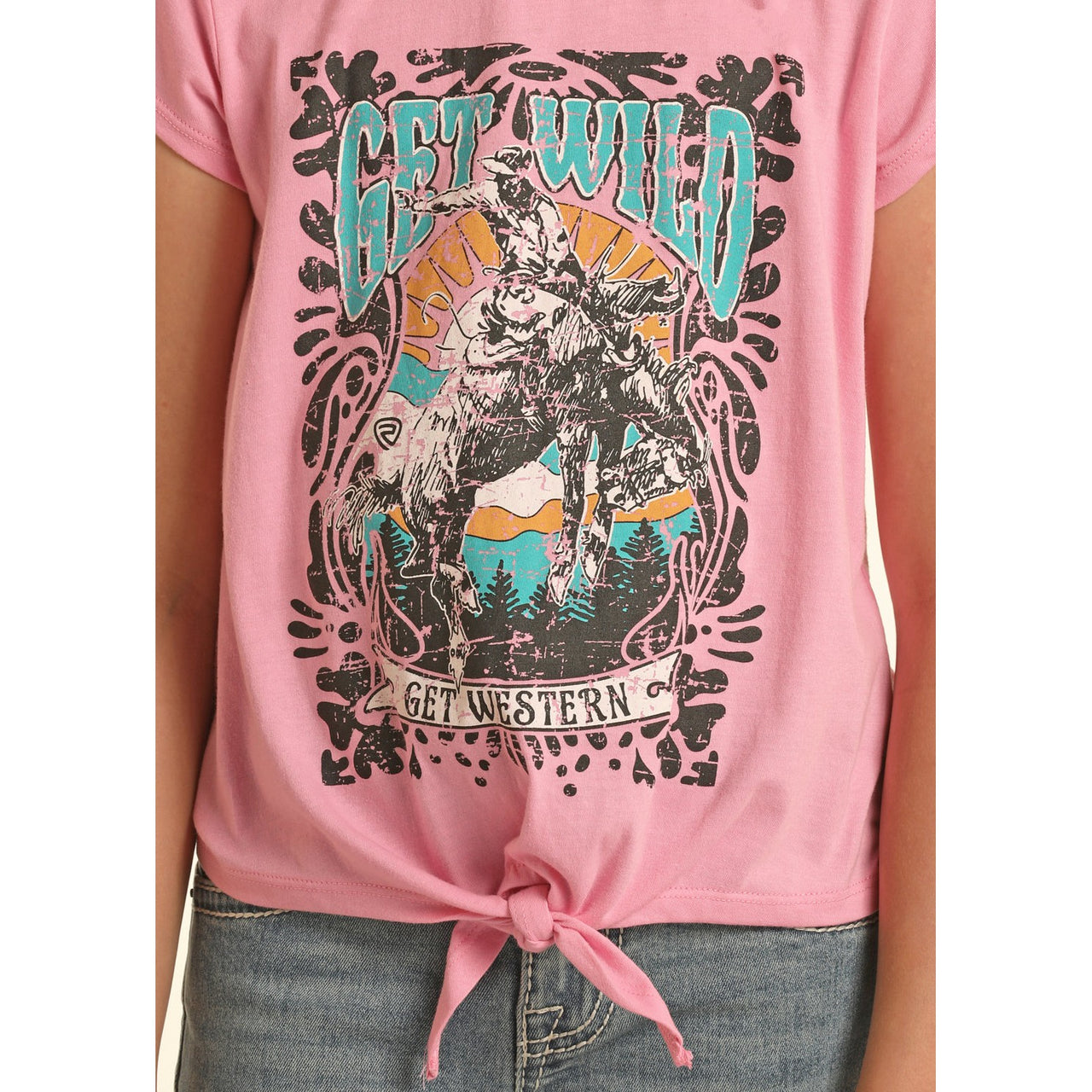 Rock & Roll Girl's Graphic Tee w/Tie - Pink