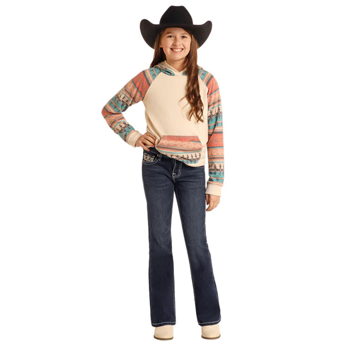 Rock & Roll Girl's Scallop Embroidered Jeans - Dark Vintage