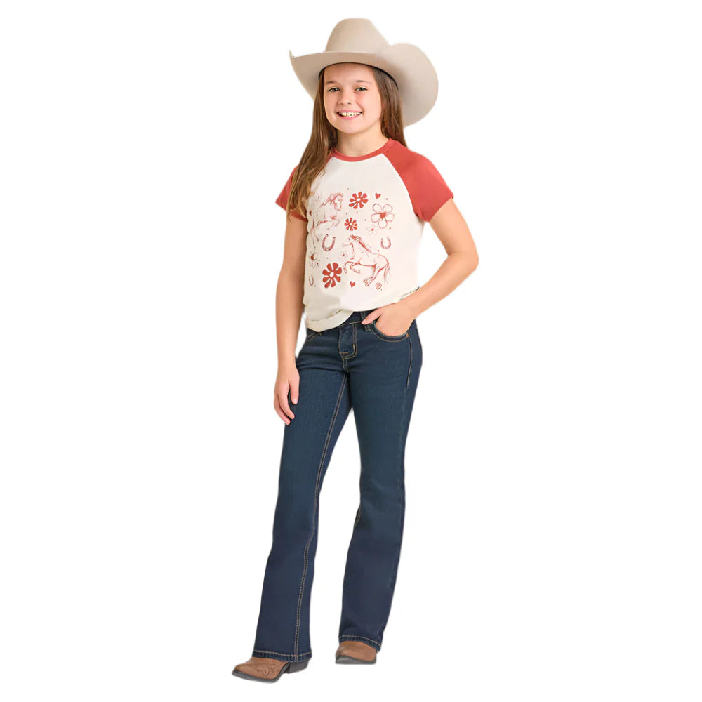 Rock & Roll Girl's Boot Stitch Bootcut Jean - Dark Vintage