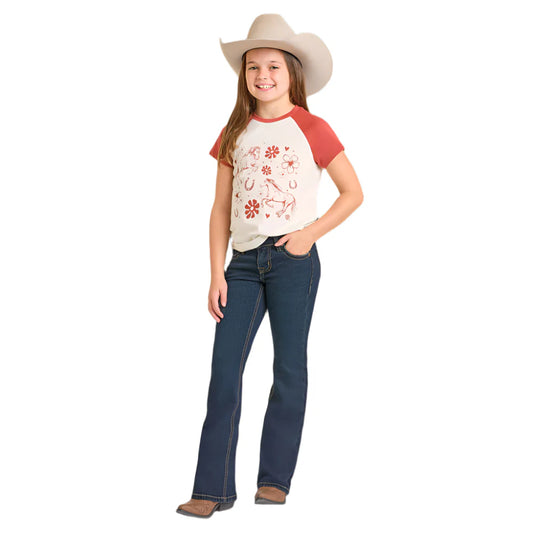 Rock & Roll Girl's Boot Stitch Bootcut Jean - Dark Vintage