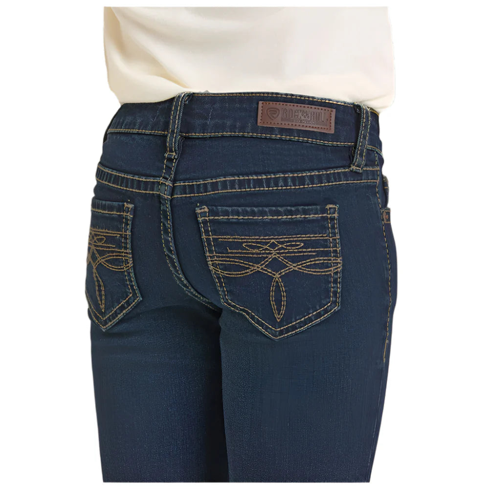 Rock & Roll Girl's Boot Stitch Bootcut Jean - Dark Vintage