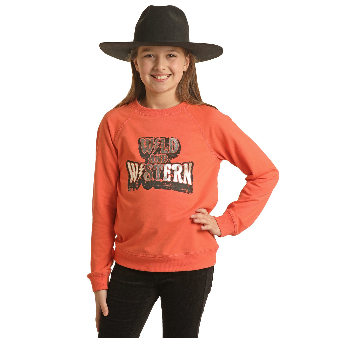 Rock & Roll Girl's Foil Graphic Pullover - Coral