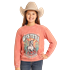 Rock & Roll Girl's Graphic Long Sleeve Pullover- Coral