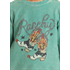 Rock & Roll Girl's Graphic Ribbed Pullover-Turquoise