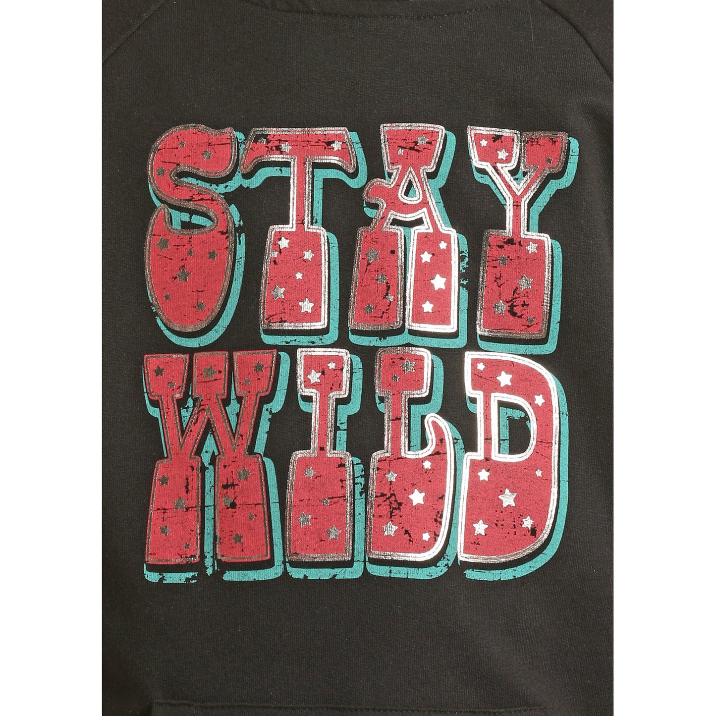 Rock & Roll Girl's Graphic Hoodie w/Stars - Black