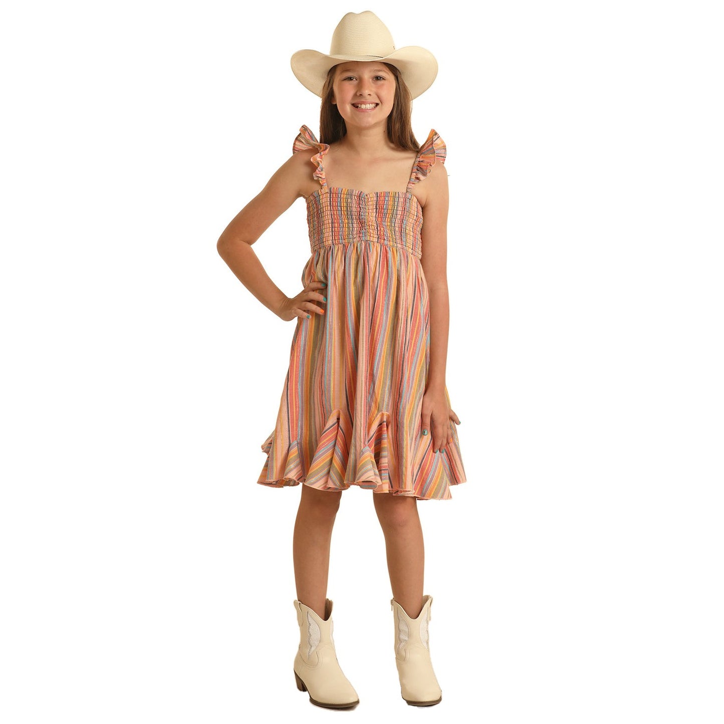 Rock & Roll Girl's Stripe Dress - Multi Colour