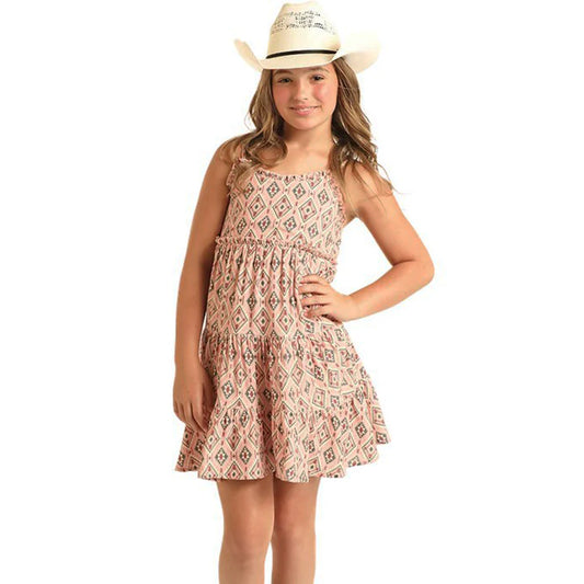 Rock & Roll Girl's Aztec Dress - Pink