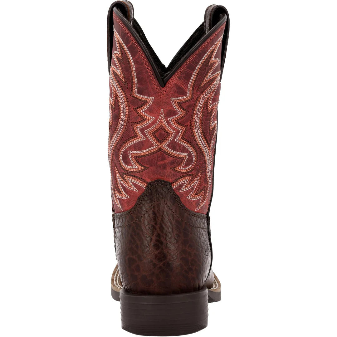 Durango Big Kids Shyloh 8 Inch Square Toe Boot - Mahogany/Dynamite Red
