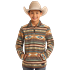 Rock & Roll Boy's Printed Berber Stripe Pullover - Tan