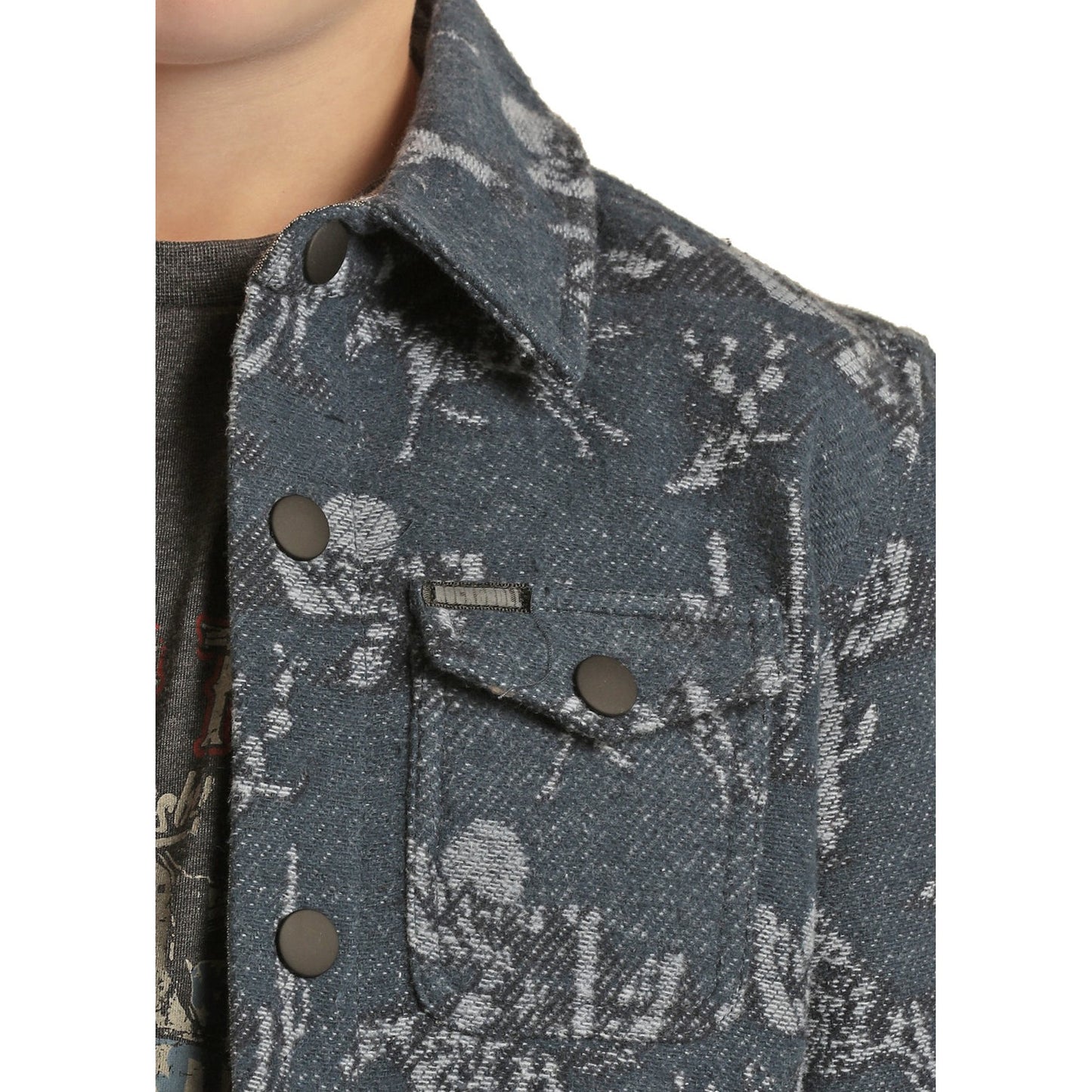 Rock & Roll Kid's Cowboy Jacquard Shirt Jacket - Blue