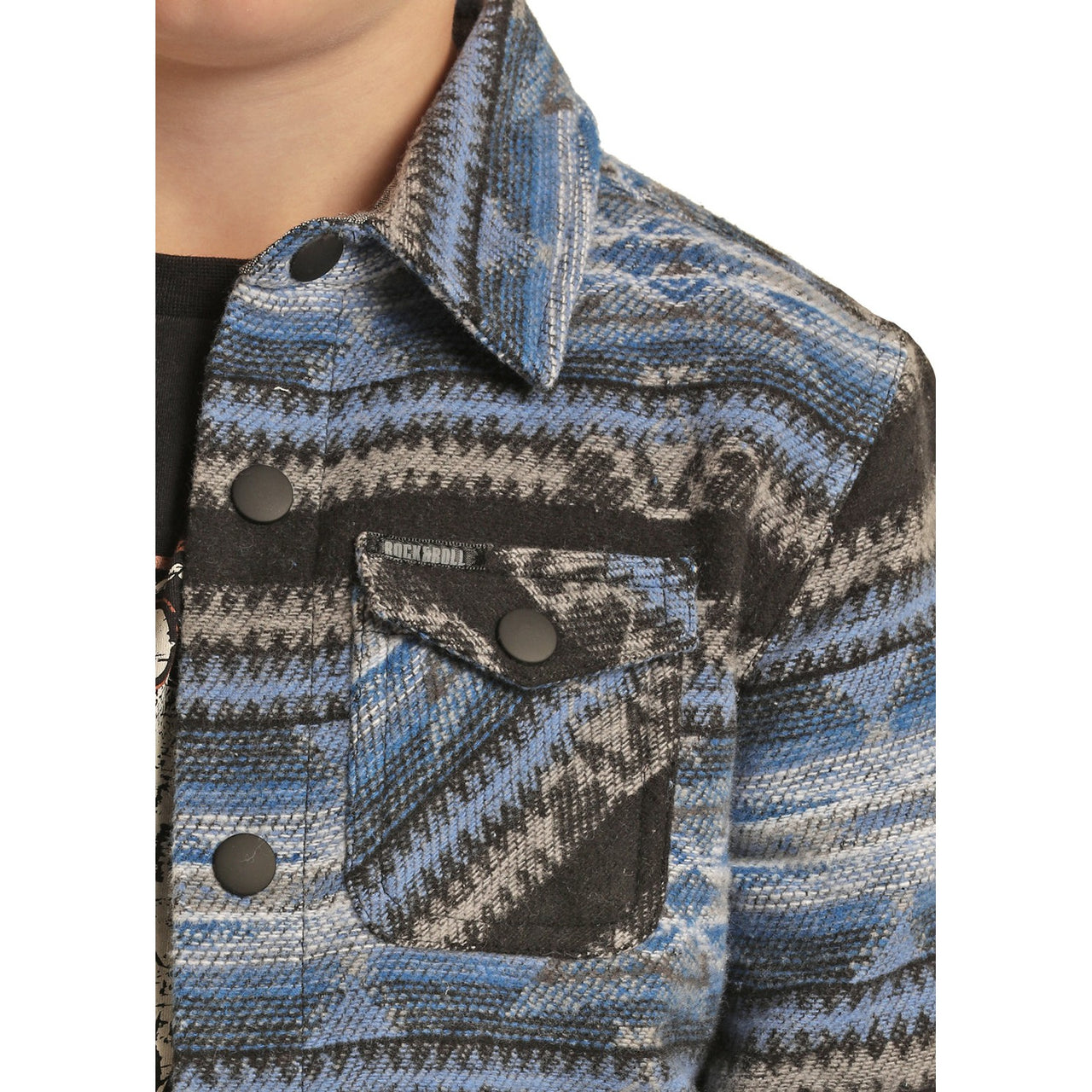 Rock & Roll Kid's Aztec Jacquard Shirt Jacket - Blue