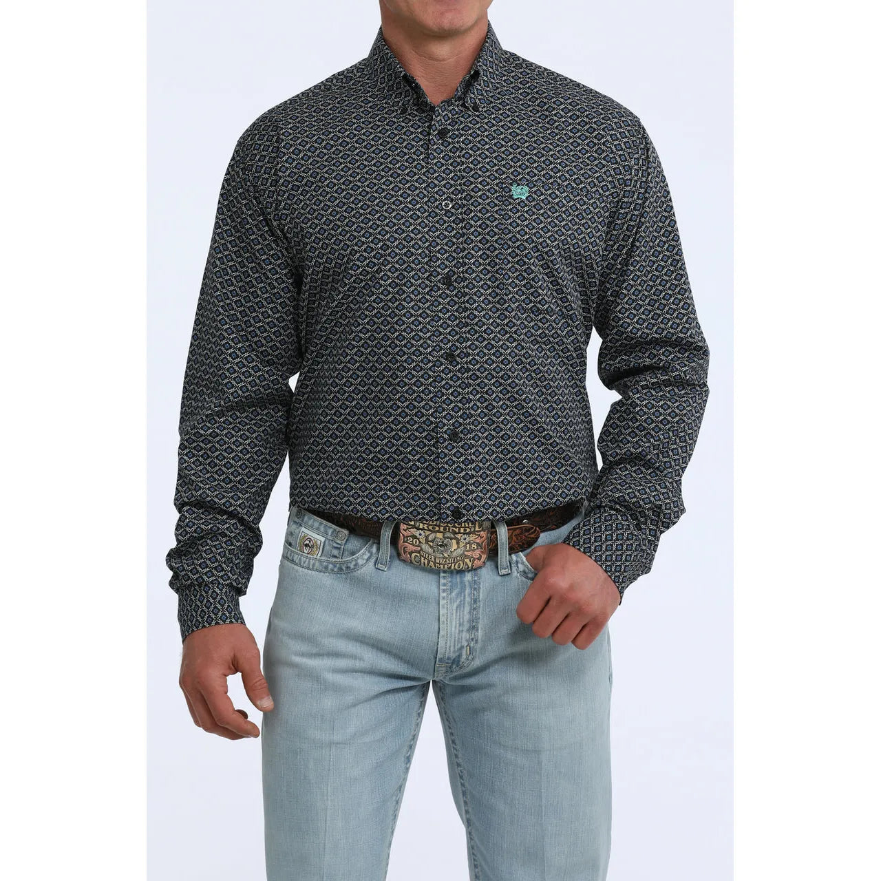 Cinch Men's Long Sleeve  Print Shirt- Black