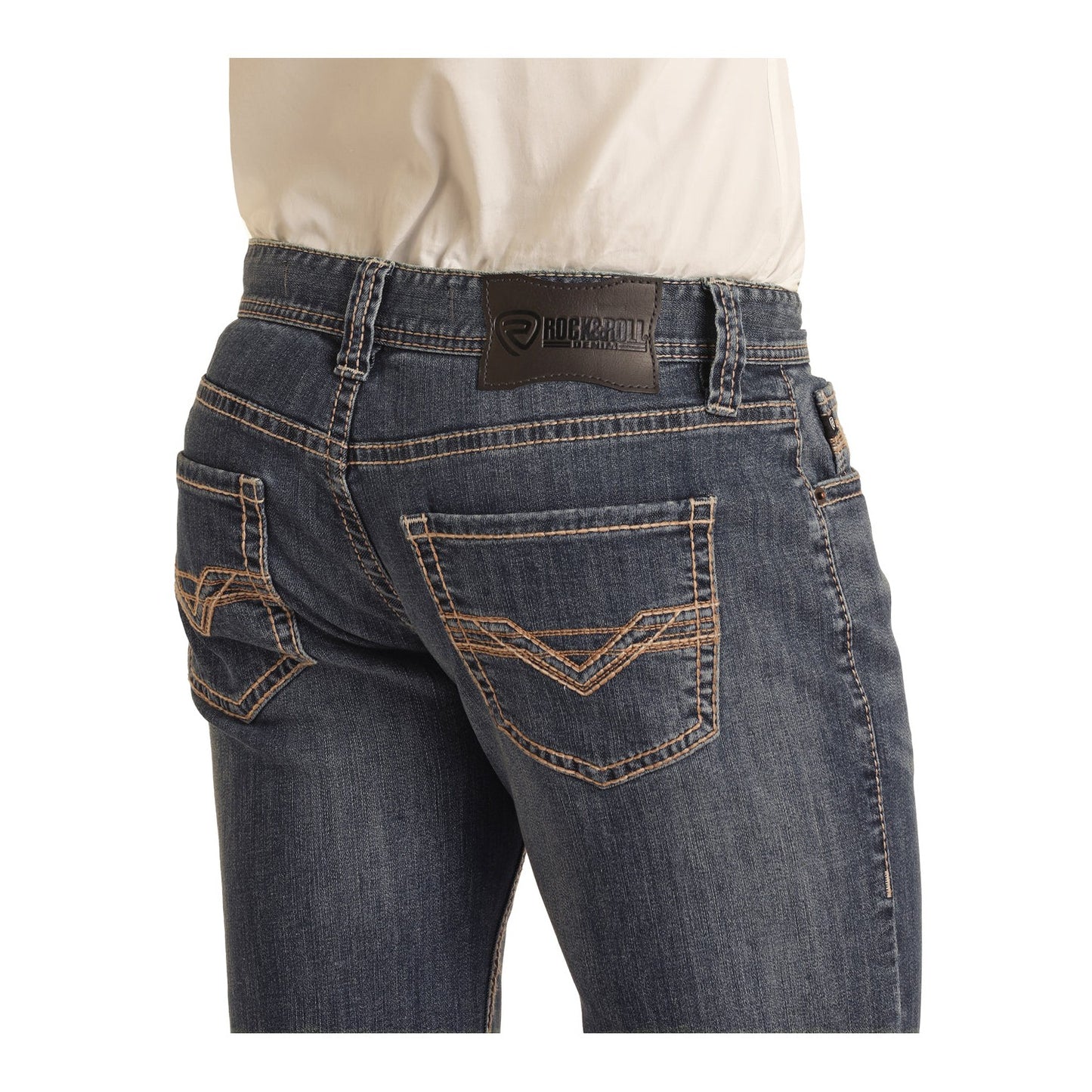 Rock & Roll Men's 2-Tone Pistol Straight Jeans - Medium Wash