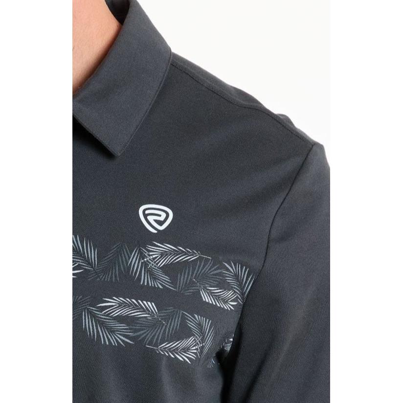 Rock & Roll Men's Short Sleeve Palm  Border Polo- Charcoal
