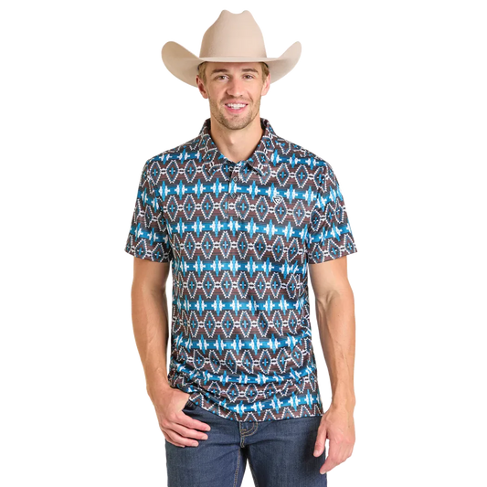 Rock & Roll Men's Aztec Print Short Sleeve Shirt- Black