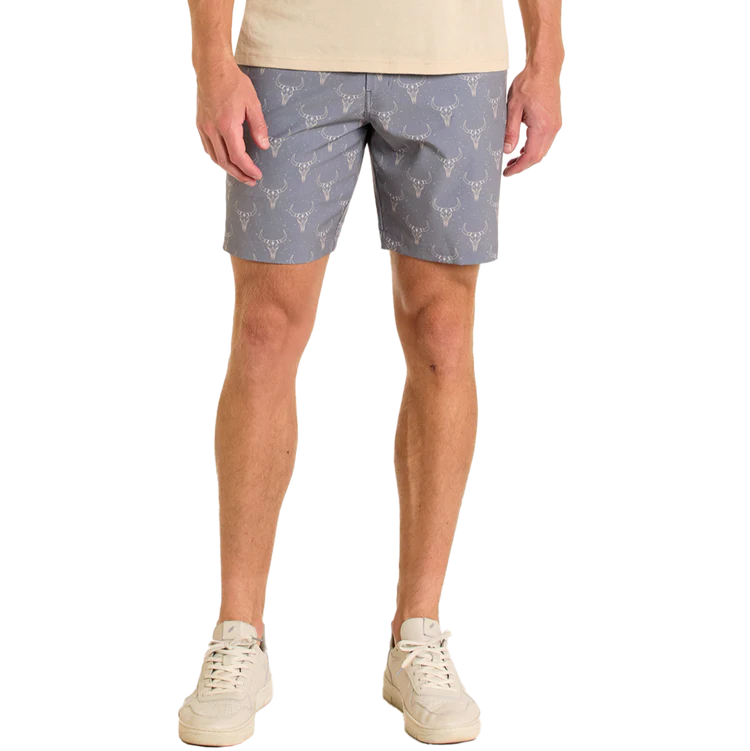 Rock & Roll Men's Longhorn Printed Chino Shorts- Grey