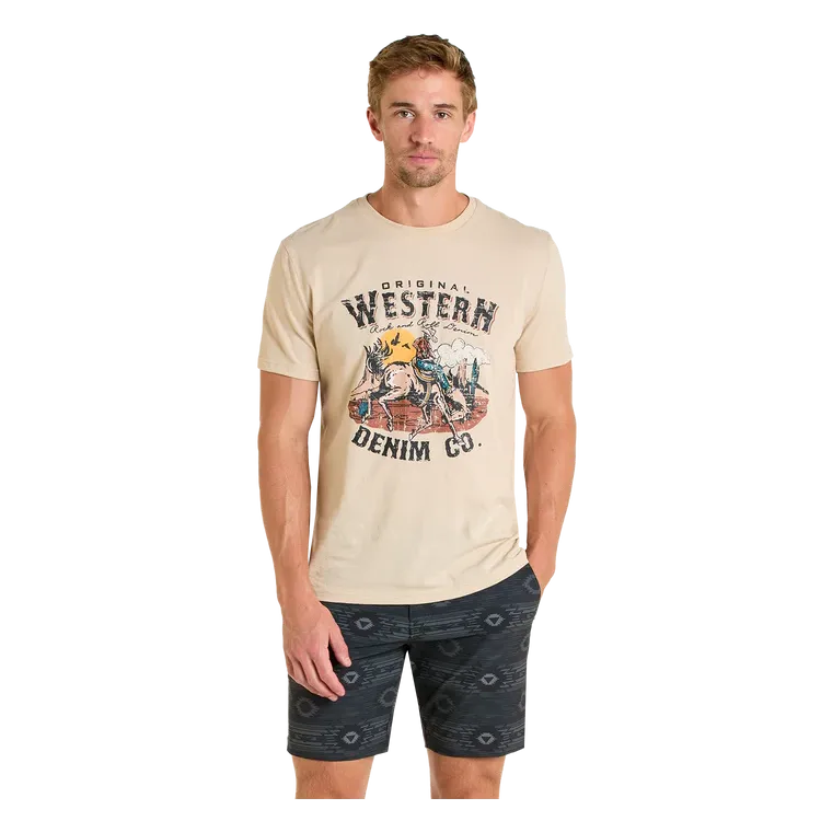 Rock & Roll Men's Aztec Printed Chino Shorts- Blue