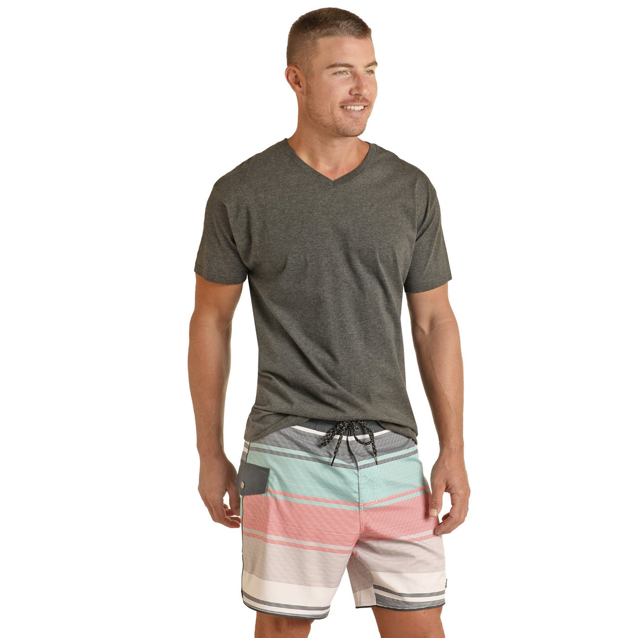 Rock & Roll Men's Striped Swim Board Shorts