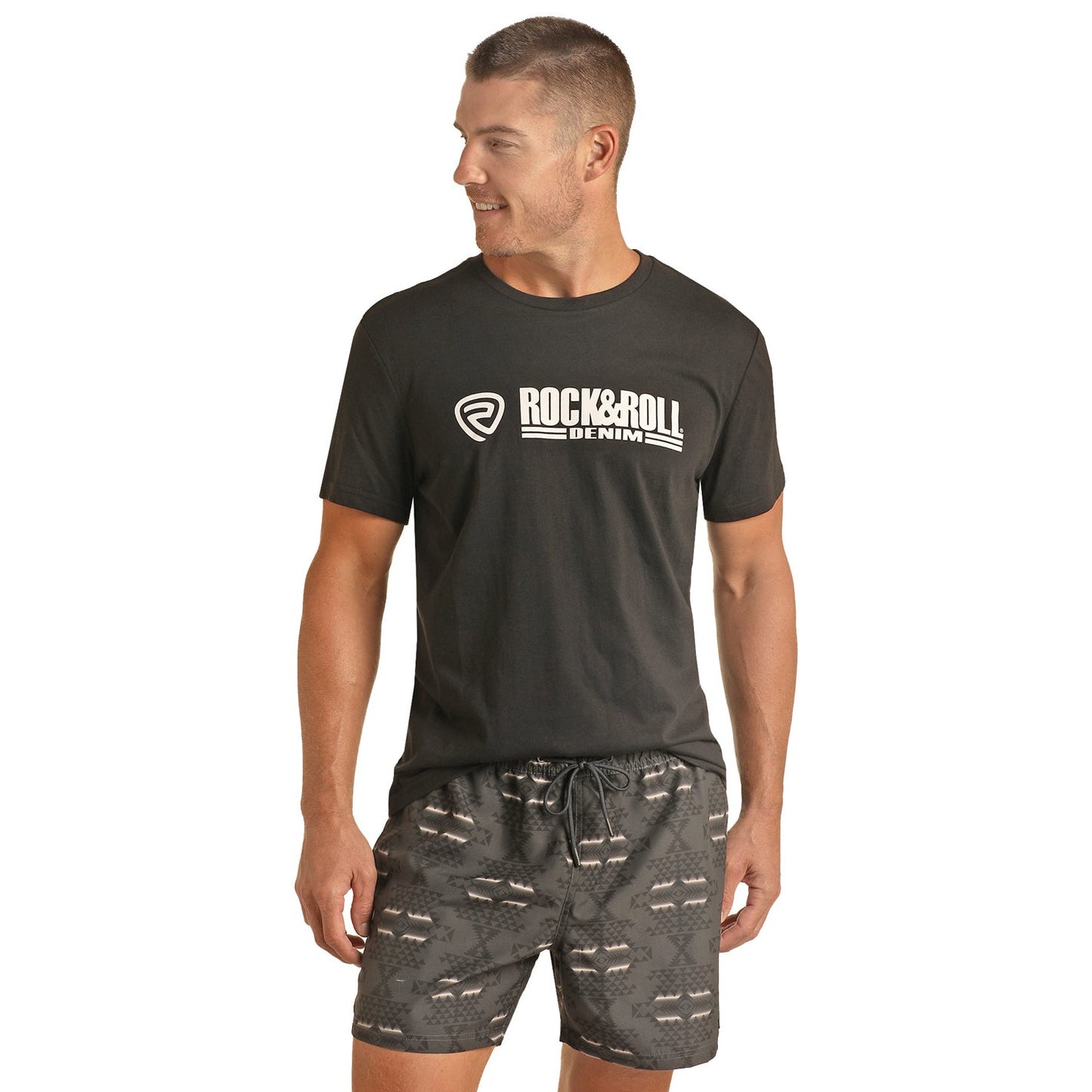 Rock & Roll Men's Aztec Swim Board Shorts - Black