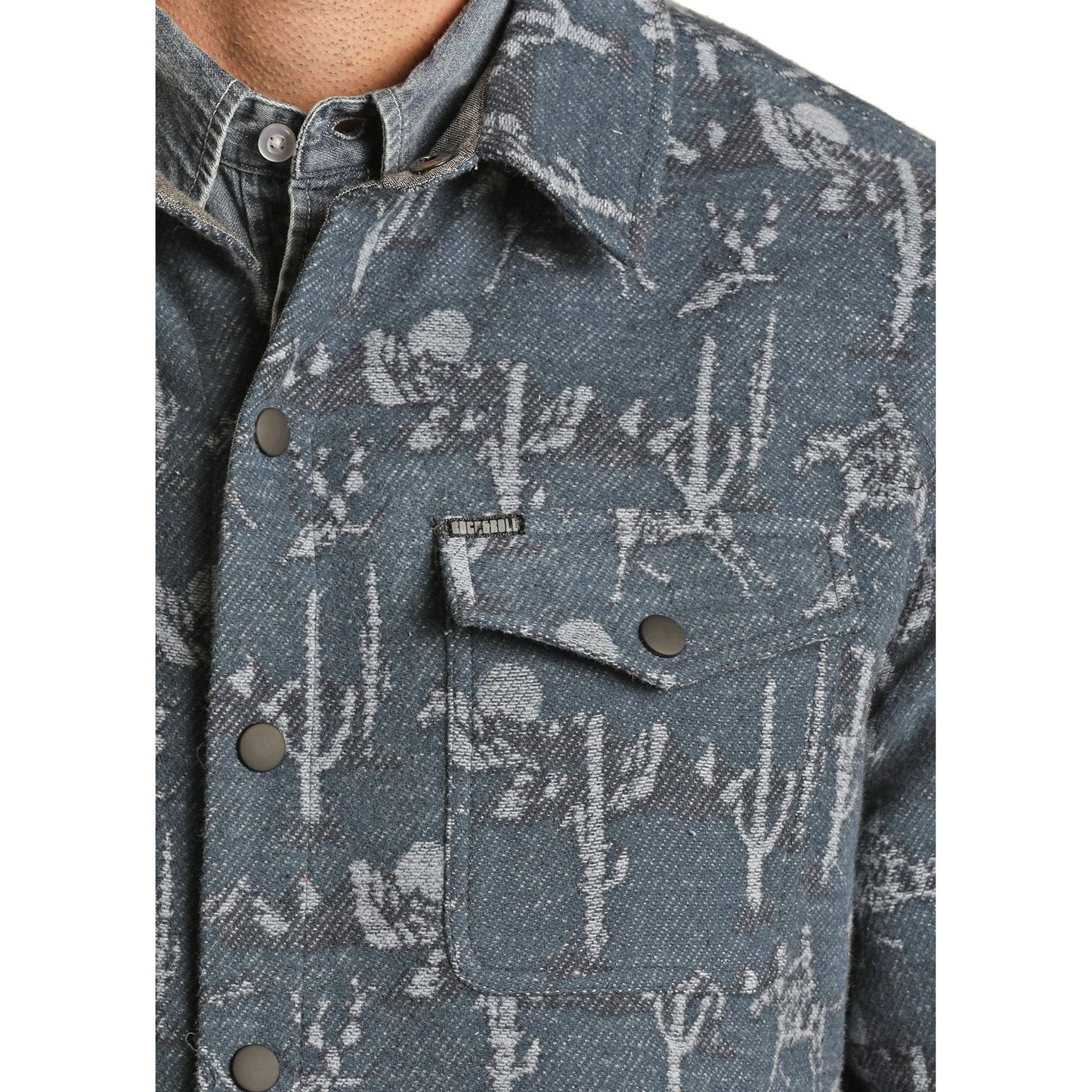 Rock & Roll Men's Convo. Jacquard Shirt Jacket - Blue