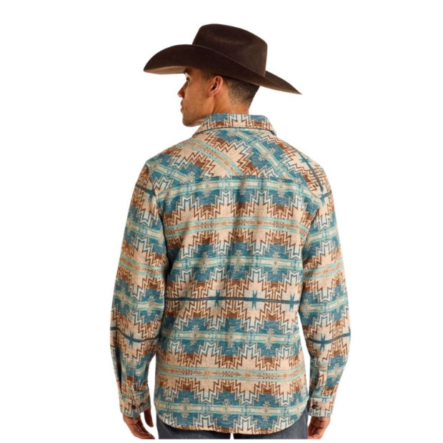 Rock & Roll Men's Aztec Jacquard Shacket - Natural