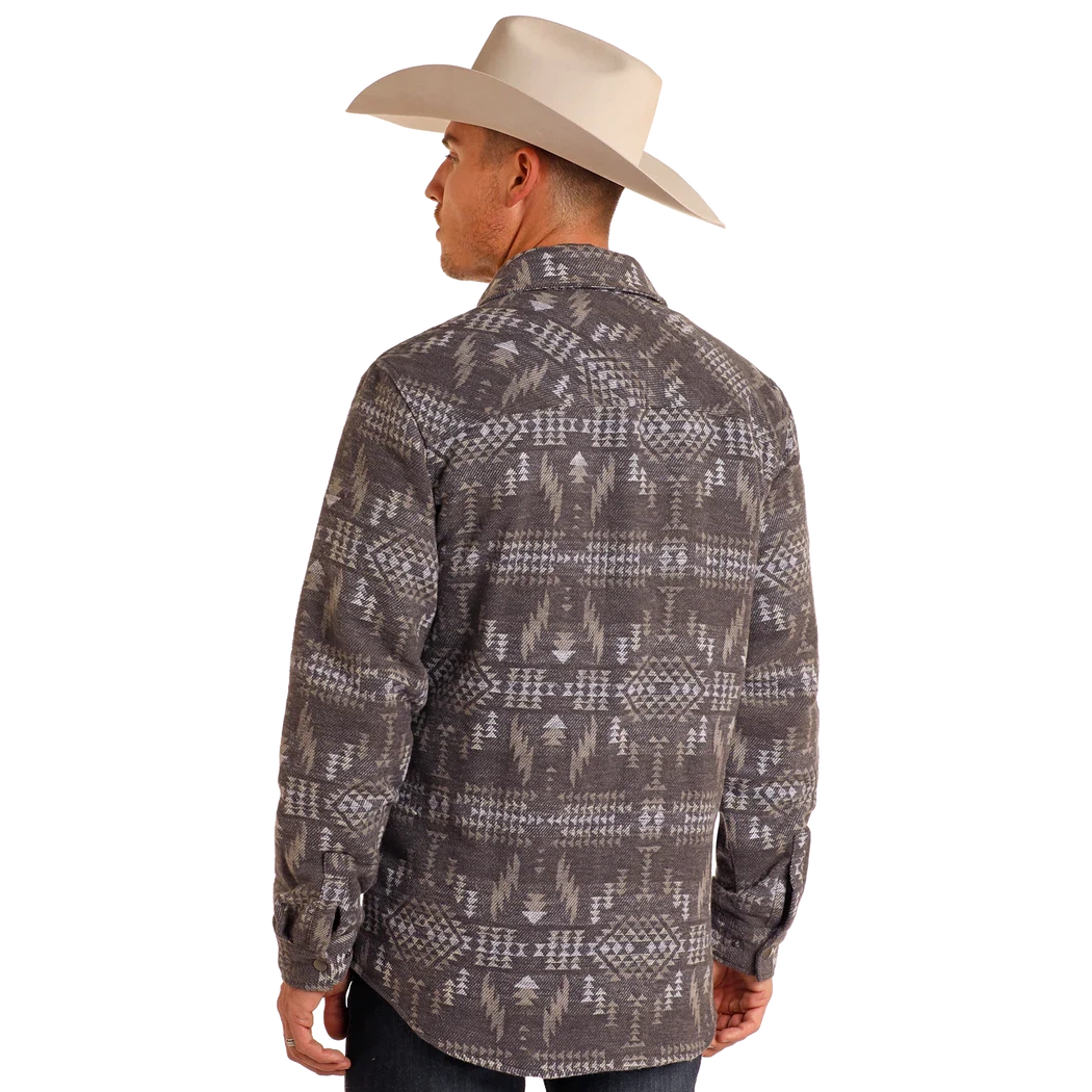 Rock & Roll Men's Aztec Jacquard Shacket - Charcoal