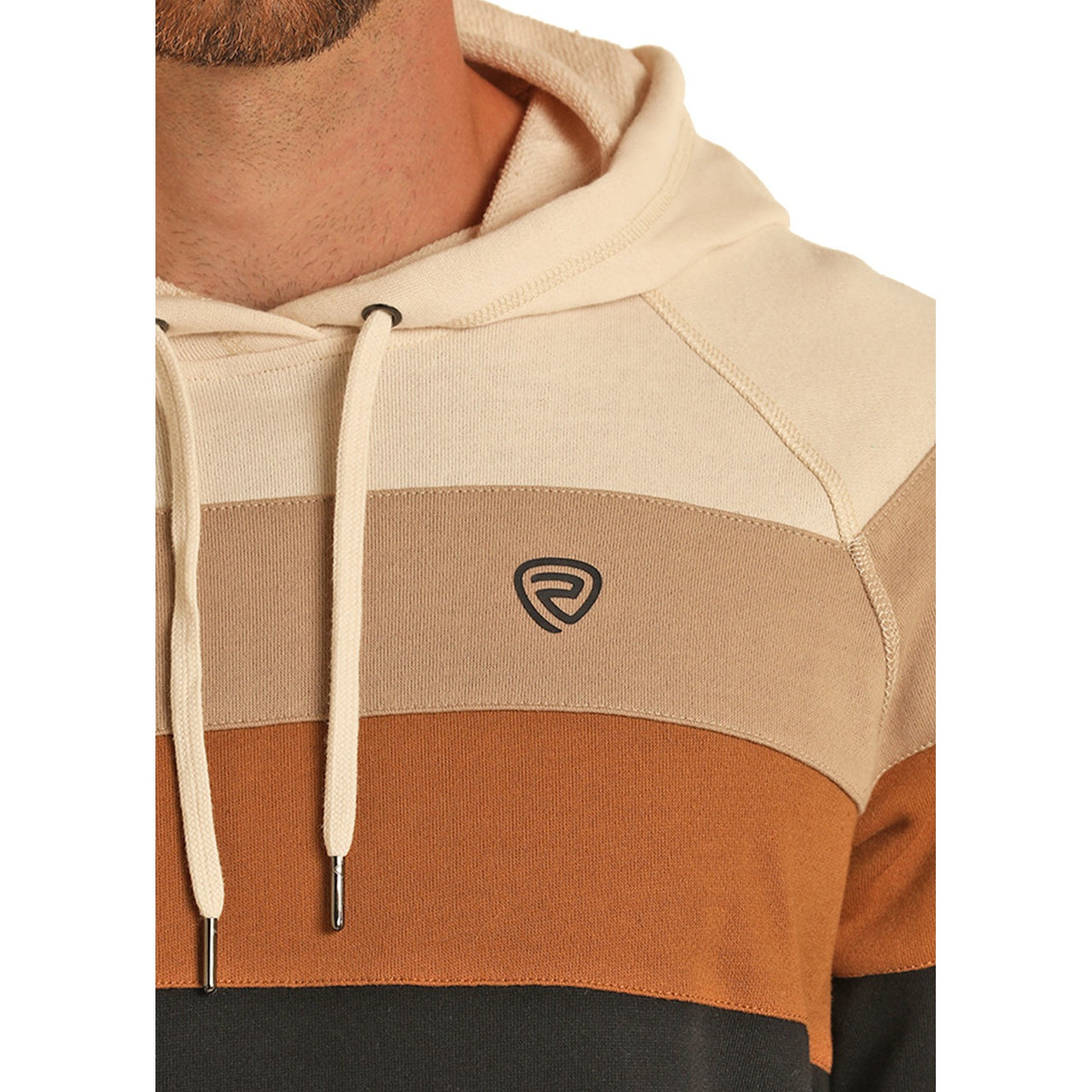 Rock & Roll Men's Color Block Hoodie - Tan