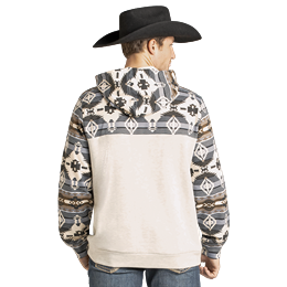 Rock & Roll Men's Long Sleeve Colour Block Hoodie- Black