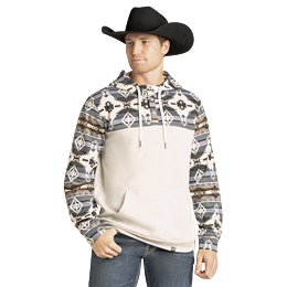 Rock & Roll Men's Long Sleeve Colour Block Hoodie- Black